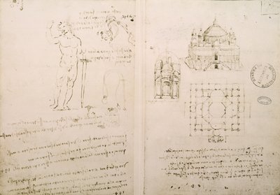 Sketch of a church similar to St. Sepolcro in Milan, fol. 4r from Codex Ashburnham I and II (formerly part of Ms B (2184) and Ms A), c.1492 by Leonardo da Vinci